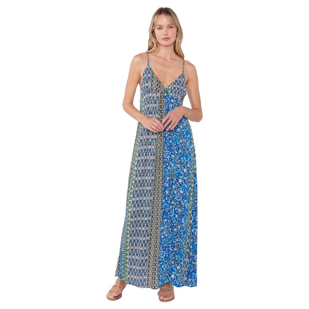 Lovestitch Tropics Blue Bohemian Strappy Halter Maxi Dress